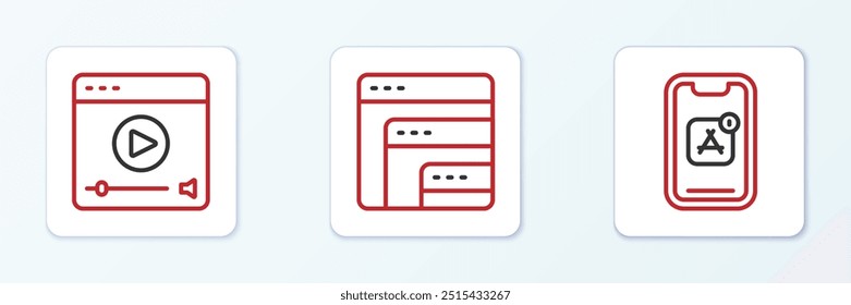 App Video móviles, juego en línea y el icono de software. Vector