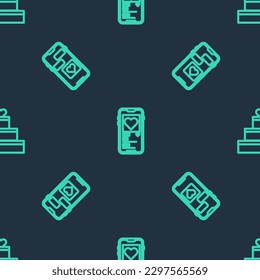 Fijar la línea Mobile con el corazón, y el pastel de boda con un patrón impecable. Vector