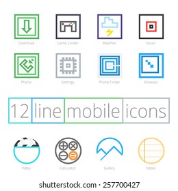 Set of line mobile icons