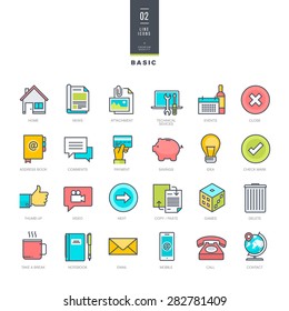 Set of line modern color icons for website design    