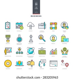 Set of line modern color icons for business  