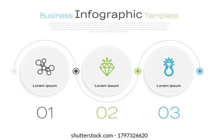Set line Molecule, Diamond and Test tube and flask. Business infographic template. Vector