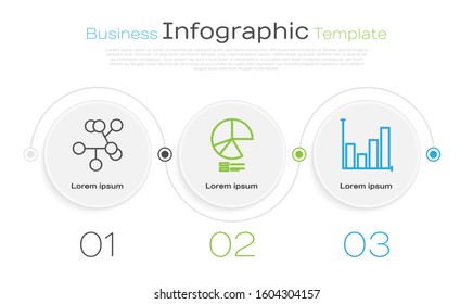 Set line Molecule, Pie chart infographic and Pie chart infographic. Business infographic template. Vector