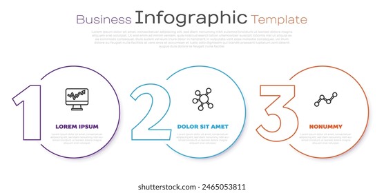 Set line Monitor with graph chart, Project team base and Graph infographic. Business infographic template. Vector