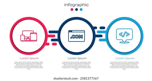 Set line Monitor, mobile, tablet, UI UX design and Front end development. Business infographic template. Vector