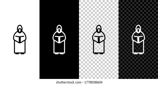 Set line Mönch Symbol einzeln auf schwarz-weißem Hintergrund. Vektorgrafik
