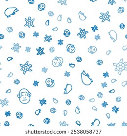 Set line Monkey, Hedgehog and Turtle on seamless pattern. Vector
