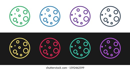 Set line Moon icon isolated on black and white background.  Vector Illustration