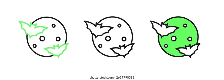 Set line Moon and stars icon isolated on white background. Cloudy night sign. Sleep dreams symbol. Full moon. Night or bed time sign.  Vector