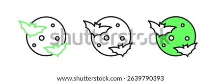 Set line Moon and stars icon isolated on white background. Cloudy night sign. Sleep dreams symbol. Full moon. Night or bed time sign.  Vector