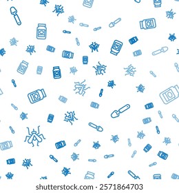 Set line Mosquito, Spoon and Jam jar on seamless pattern. Vector