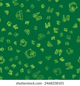 Fije la línea Sensor de movimiento, cerradura de la puerta digital y máquina de café inteligente en el patrón sin fisuras. Vector