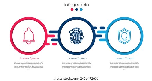 Fijar línea Sensor de movimiento, huella dactilar y protección del usuario. Plantilla de infografía de negocios. Vector
