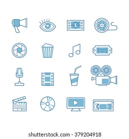 set of line movie design elements