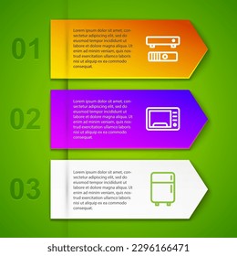 Set line Multimedia and TV box, Microwave oven, Refrigerator and Coffee machine. Business infographic template. Vector
