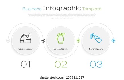 Set line Murder, Hand grenade and Cocktail molotov. Business infographic template. Vector