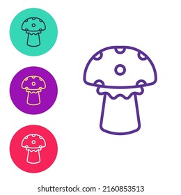 Set line Mushroom icon isolated on white background. Set icons colorful. Vector