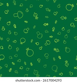 Set line Mushroom, Tomato and Beet on seamless pattern. Vector