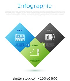 Set line Music synthesizer, Vinyl disk and Grand piano. Business infographic template. Vector