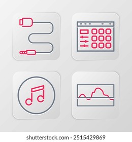 Ajuste el ecualizador de onda de música, nota, tono, batería e icono de conector de audio. Vector