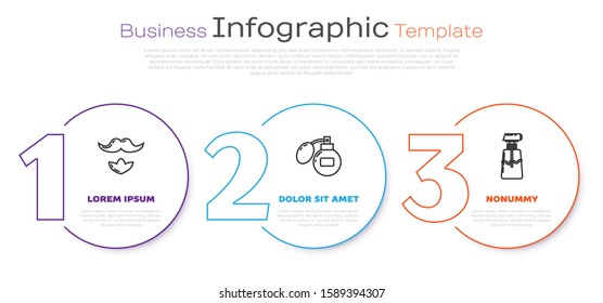 Set line Mustache and beard, Aftershave and Cream or lotion cosmetic tube. Business infographic template. Vector
