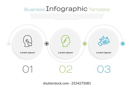 Set line Mustache and beard, Hairstyle for men and Shaving foam on hand. Business infographic template. Vector