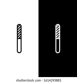 Set line Nail file icon isolated on black and white background. Manicure tool.  Vector Illustration