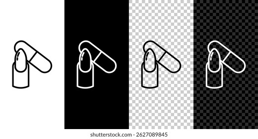 Set line Nail file icon isolated on black and white, transparent background. Manicure tool.  Vector