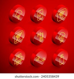 Set line Network cloud connection, Cloud technology data, Wi-Fi wireless internet, No, Mobile with wi-fi, Smart Tv, printer system and Wireless microphone icon. Vector