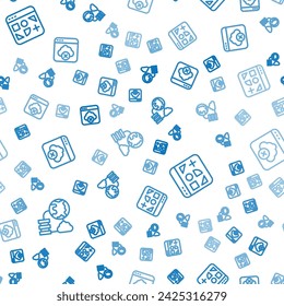 Set line Network cloud connection, Different files and Failed access storage on seamless pattern. Vector
