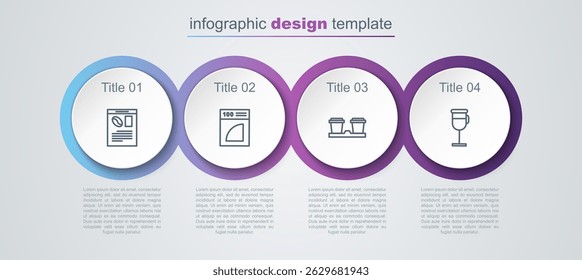 Set line Newspaper and coffee, Coffee filter, cup to go and Irish. Business infographic template. Vector