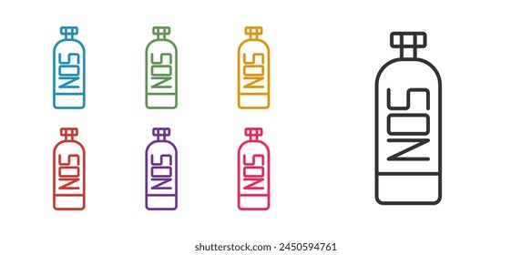 Set line Nitrous oxide icon isolated on white background. Set icons colorful. Vector