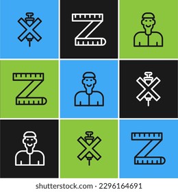 Set line No doping syringe, Positive thinking and Tape measure icon. Vector