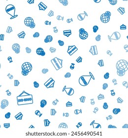 Set line No GMO,  and  on seamless pattern. Vector