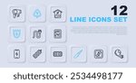 Set line No lightning, Global energy planet with plug, Electric, Soldering iron, Lightning and shield, extension, High voltage and Electrical outlet icon. Vector