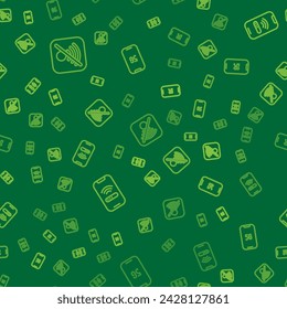 Set line No Wi-Fi wireless internet, Mobile with wi-fi and 5G on seamless pattern. Vector