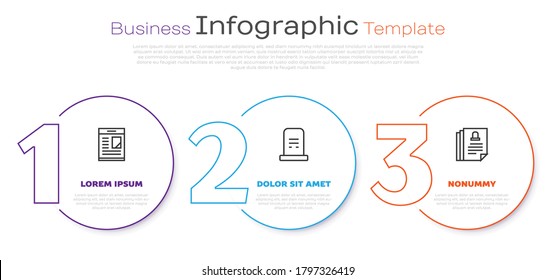 Stell die Linien, Grab mit Grabstein und Totenzertifikat. Infografik-Vorlage für Unternehmen. Vektorgrafik