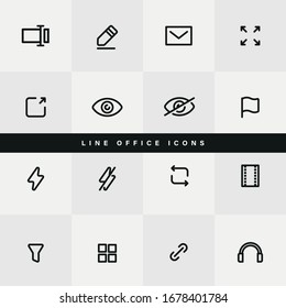 Set Line Office Icons, Digital