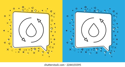 Set line Oil drop icon isolated on yellow and blue background.  Vector Illustration