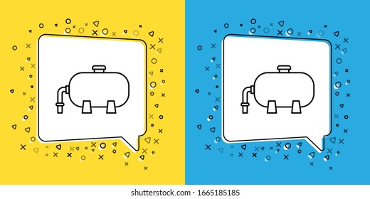 Set line Oil and gas industrial factory building icon isolated on yellow and blue background.  Vector Illustration