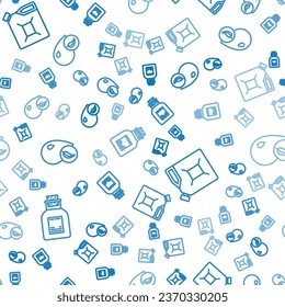 Set line Oil petrol test tube, Canister for gasoline and Bio fuel on seamless pattern. Vector