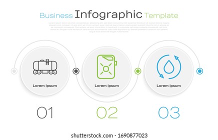 Set line Oil railway cistern, Canister for motor oil and Oil drop. Business infographic template. Vector