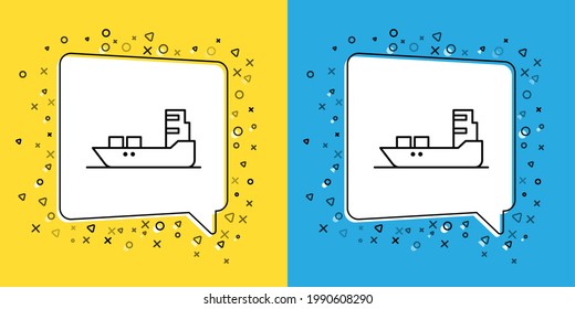 Set line Oil tanker ship icon isolated on yellow and blue background.  Vector Illustration