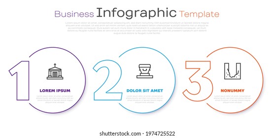 Set line Old crypt, Coffin and Cemetery digged grave hole. Business infographic template. Vector