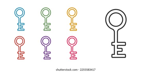 Set line Old key icon isolated on white background. Set icons colorful. Vector