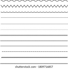 set of line on white background. dot and line patterns. line border symbol. 