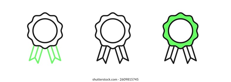 Set line Online education with diploma icon isolated on white background. Diploma online at home. Webinar and video seminar learning.  Vector