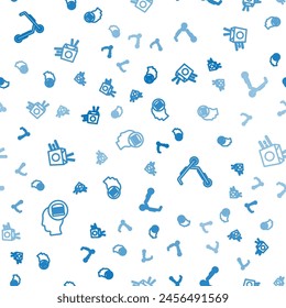 Set line Online ordering and delivery, Scooter and noodles on seamless pattern. Vector