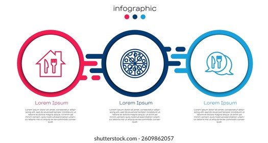 Set line Online ordering and delivery, Pizza and Cafe restaurant location. Business infographic template. Vector
