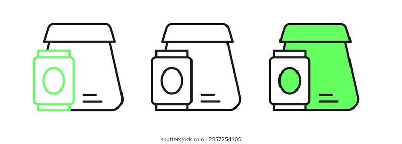 Set line Online ordering and fast food delivery icon isolated on white background.  Vector